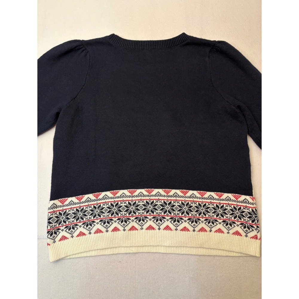 Talbots Plus Women 2X Sweater Navy Winter Mountain Cabin Fair Isle Puffed Sleeve - Picture 7 of 8